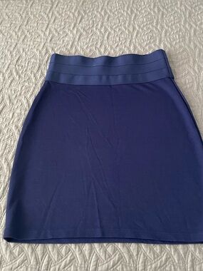 Max Studio Stretch Knit Bodycon Pencil Skirt High Waist Navy Size M